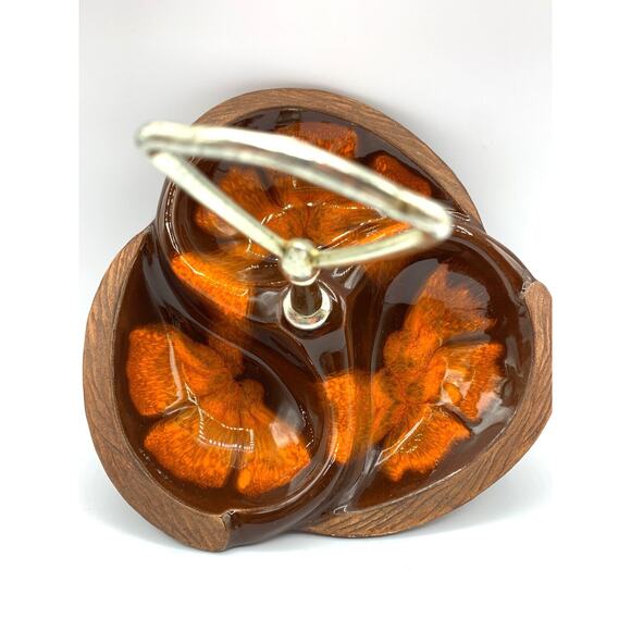 Vintage MCM CA Pottery #618 Divided Nut Candy DIsh Sequoia Ware 60s-70s USA - Picture 2 of 7